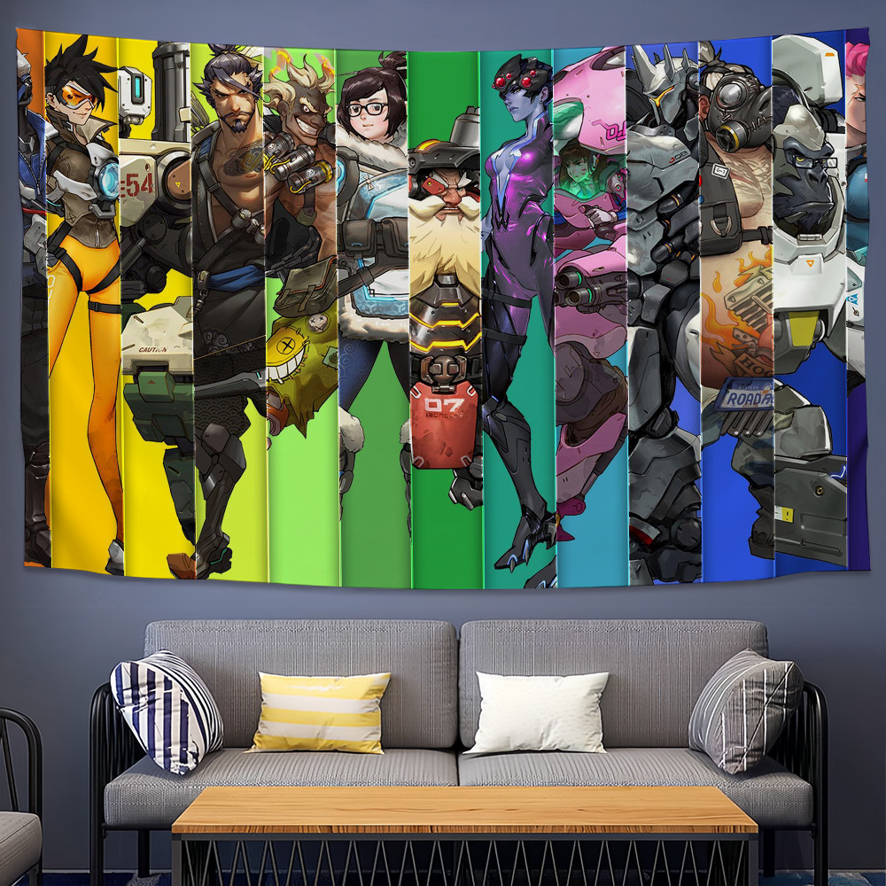 

Game O-OverwatchS Cool Tapestry Background Hanging Cloth Bedroom Tapestry Room Decor Aesthetic Tapestry Wall Hanging