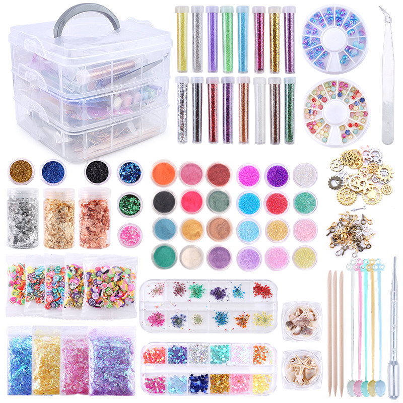 

Resin Jewelry Making Kit Epoxy Resin Filling Material Set With Dried Flowers Glitter Powder For Resin Accessories Craft Supplies