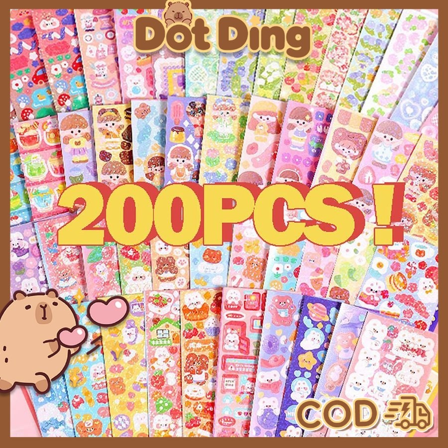 

[DOTDING] 200/100/60/20Pcs Sticker Berbagai Kartun Shiny Stiker Lembar/Mahasiswa DIY Hias Bahan Stiker/Colorful Cartoon Cute Stiker Alat Tulis H300