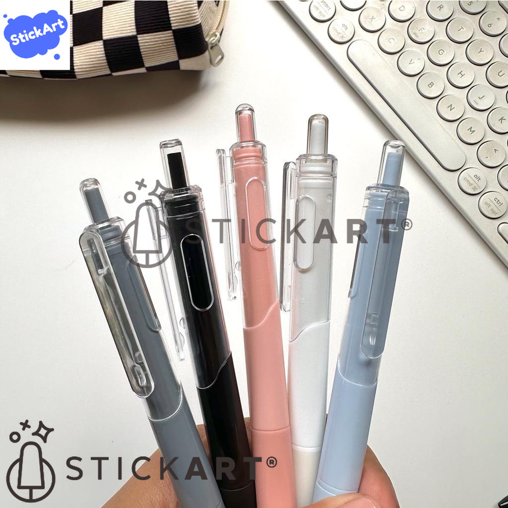 

[STICKART] Gel Pen Aesthetic 0.5mm Warna Pastel Hitam BAHAN DAN KWALITAS PREMIUM