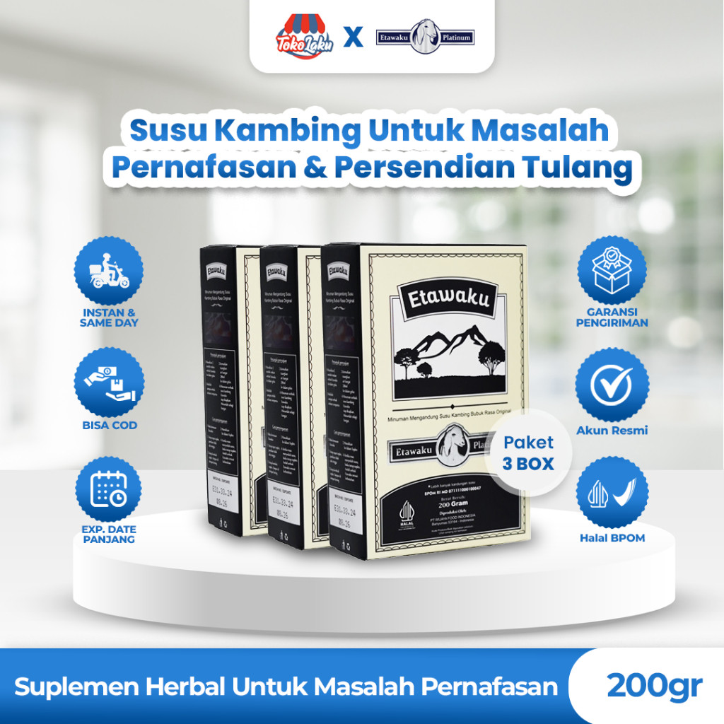

Etawaku Platinum Paket 3 Box - Susu Kambing Etawa Murni + Krimer Bubuk yang Berkhasiat Tinggi dan melancarkan pencernaan serta Dapat Mengatasi Nyeri Persendian