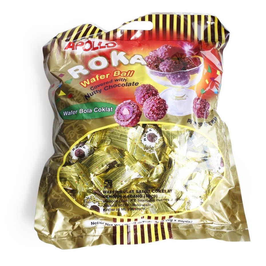 

Apollo Roka Wafer Ball 300gr - Wafer Bola Coklat - Biskuit Lebaran