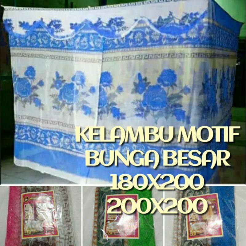 KICLONE_SHOP  kelambu motif bunga pinggir super jumbo 300x200 kelambu nyamuk jumbo 200x180 kelambu a