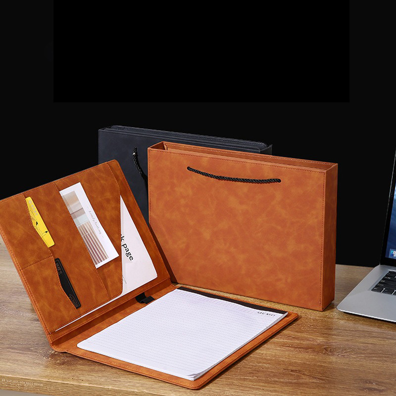

Brown Office Business Executive Fold Leather Portfolio Padfolio Folder Clipboard Manager Folder for Document A4 Holder Supply
