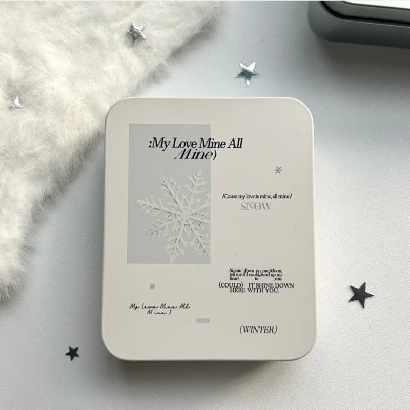 

1 Piece Ins Simplicity Korean Kpop Photocard Organizer White Color Snowflake Storage Box Portable Studnet Photocard Desktop Case