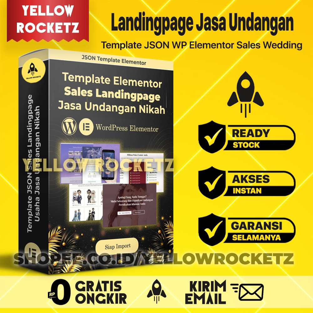 Template SALES LANDINGPAGE WEDDING JSON Elementor WordPress - LandingPage Jasa Undangan Pernikahan