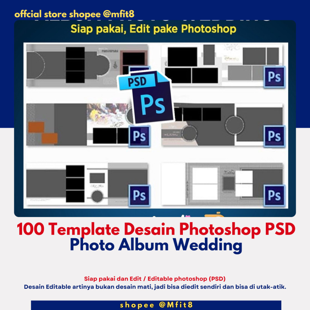 100 Template Desain Photo Album Wedding PSD Photoshop