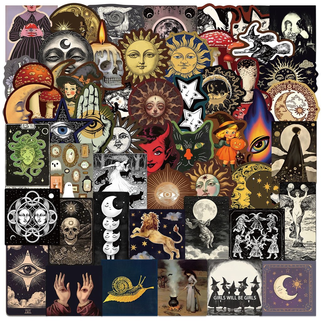 

50Pcs Gothic Stickers Witch Moon Spooky DIY Stickers Skateboard Motorcycle Suitcase Decor Phone Laptop Decals