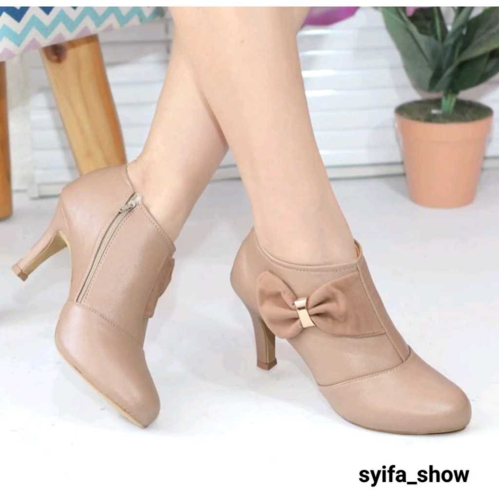 Sepatu boots wanita korea style high heels 7cm