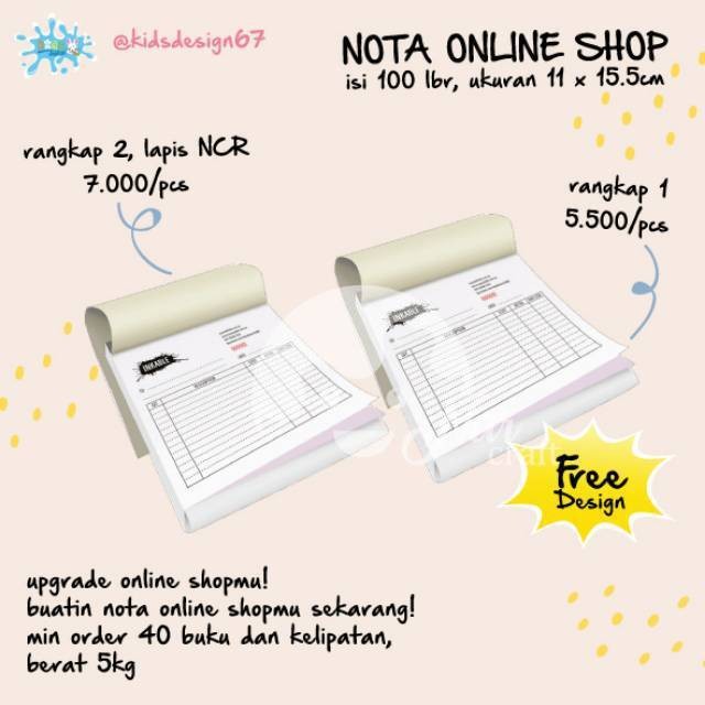 

NOTA OLSHOP 1/4 FOLIO 2 PLY CARBONIZE CUSTOM 11CM X 15.5CM