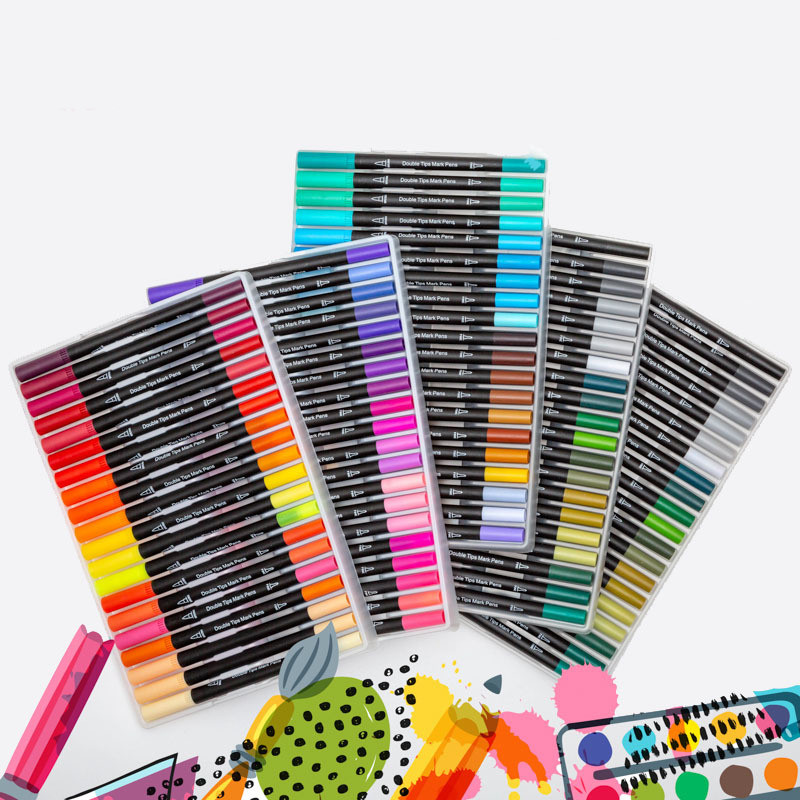 

12 24 72 120 Color Markers Alcohol Felt Pen Manga Sketching Markers Dual Brush Art School Supplies Drawing Set School Supplies