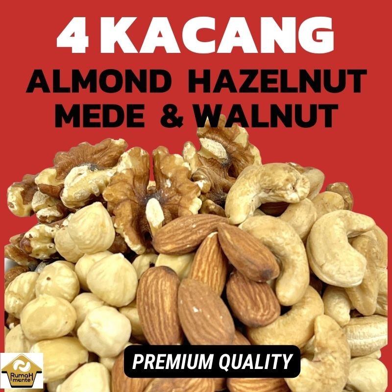 

TRAIL MIX 4 KACANG 500GR KACANG MEDE KACANG ALMOND HAZELNUT WALNUT PANGGANG (CEMILAN DIET)