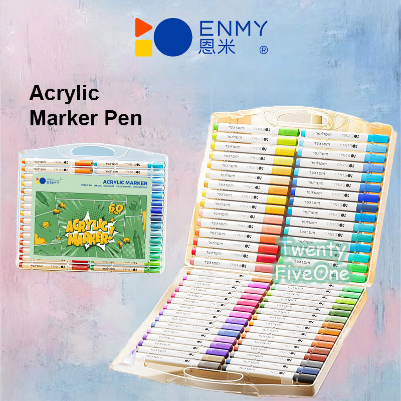 

ENMY Acrylic Marker Pen Acrylic Paint Drawing Colouring Painting Art Multi Surface Use 60/80 Warna