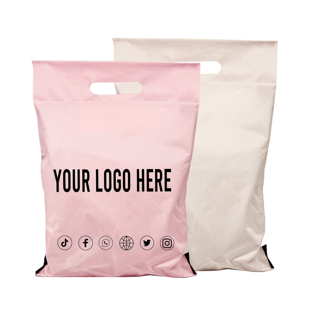 

50pcs Custom Bags Handle Bags Self-Seal Adhesive Storage Bag Plastic Poly Envelope Mailer Postal Mailing Bags Custom Brand logo