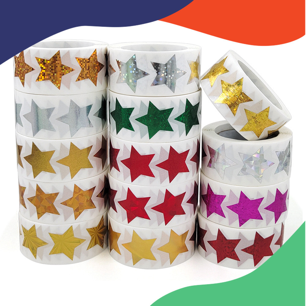

COD Sticker Label Glitter Decoratif DIY Stiker Warna Warni Pelangi (1 Roll/ ±500 pcs) SALE