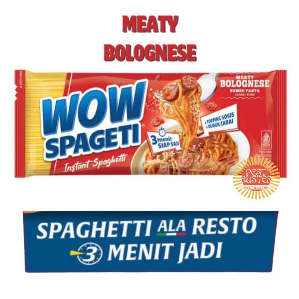 

WOW SPAGETY 88gram MEATY BOLOGNESE SPAGETI SPAGHETTI BPOM