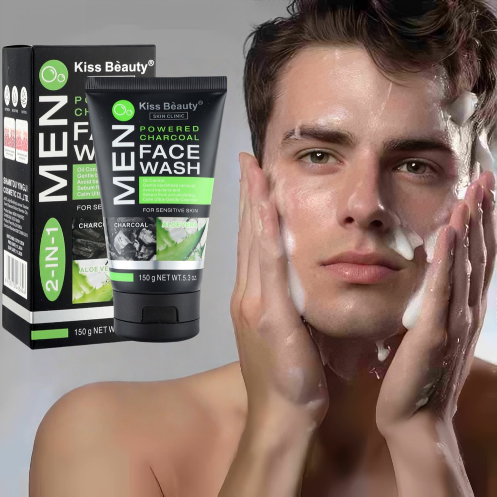 Kiss Beauty Pembersih Wajah Pria Anti-Jerawat 150g - Sabun Wajah Pria, Lulur Wajah, Membersihkan Bak