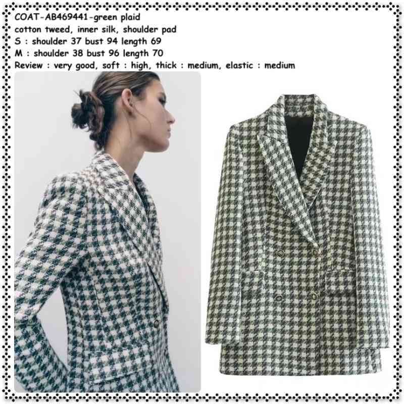 AB469441 Tweed Blazer Kotak Jas Formal Kerja Wanita Korea Import