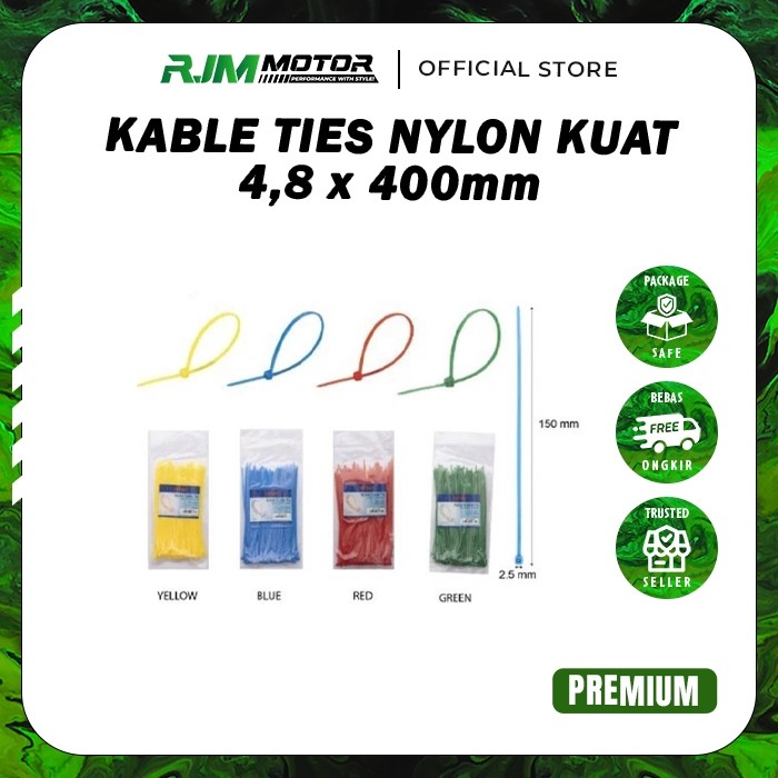 

TERMURAH Kabel Ties Makanan 4,8 x 400 mm isi 100 pcs Nylon Cable Tie Kuat Serbaguna Universal RUNGKUT JAYA MAKMUR
