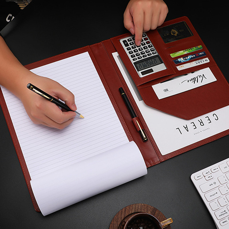 

A4 Executive Porte Portfolio Folder Conference Leather Business for Document Notepad Holder Writing Clipboard Office Organizers