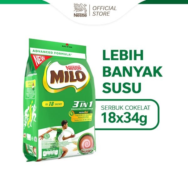 

Milo 3in1 Activ-Go Susu Coklat Tinggi Kalsium