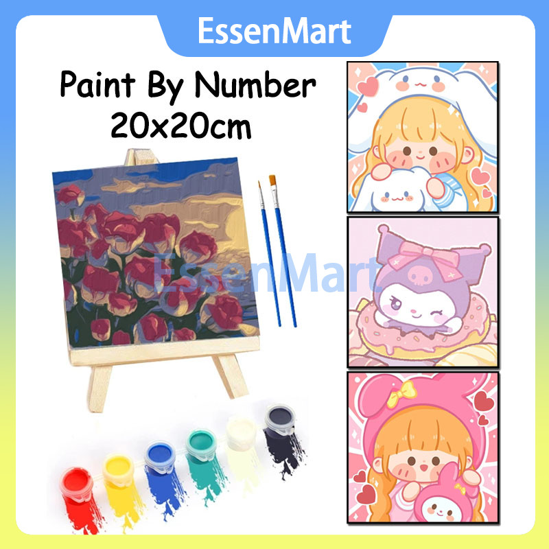 

Paint By Number 20x20cm / Canvas Painting Kit Dengan Frame Lukis /Mudah Kreatif Aktivitas Anak