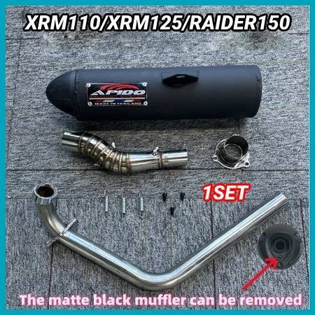NEW Apido Muffler Pipe for Raider 150 carb & Xrm 125/RS125carb/fi / XRM 110 carb (chrome/black)
