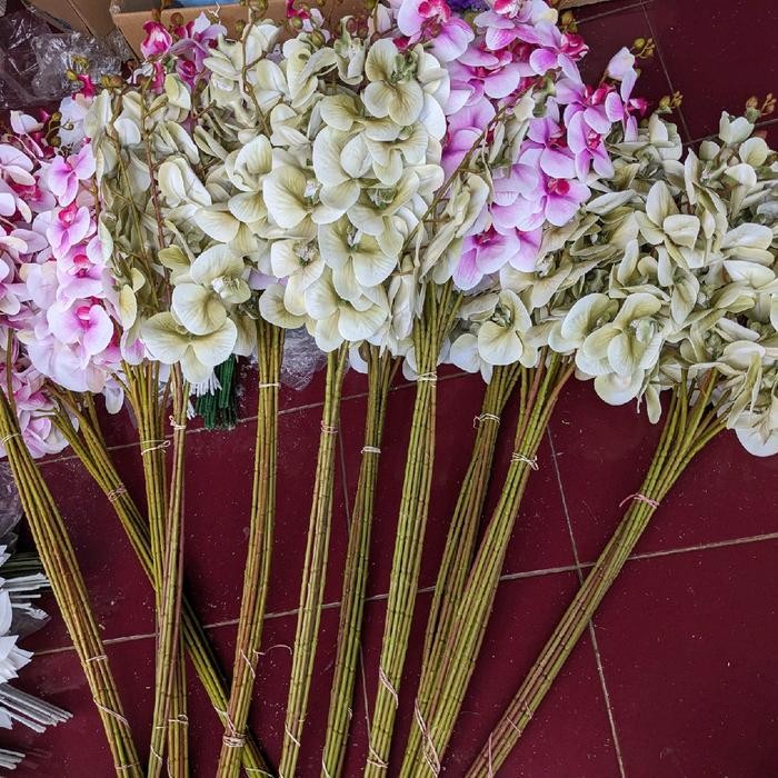 Promo Anggrek Latex Premium Harga Lusinan Bunga Dekorasi Murah - Putih Terlaris
