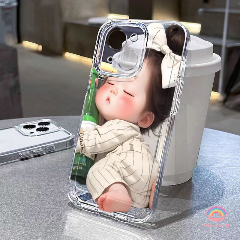 Case Casing Ponsel Gadis botol kartun Cocok untuk iPhone 11 12 13 14 15 16 Pro Max X XR XS Max 7Plus