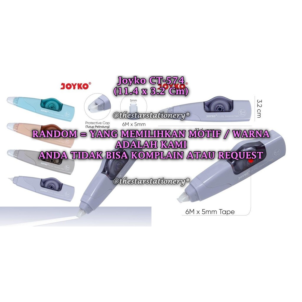 

(1 Biji) GROSIR Correction Tape JOYKO CT-574 (6Mx5mm) / Pita Koreksi Joyko CT-574 (1 Biji)