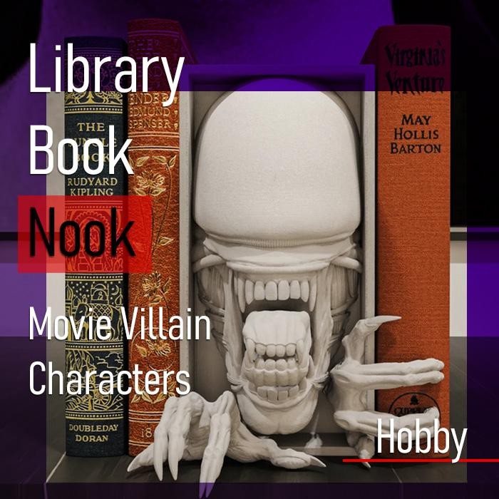 

Book Nook 3D Movie Villains Bookend Bookshelf Pembatas Buku Gift Kado End Shelf DIY Insert Art the Clown Billy Puppet Grinch Predator Creeper Xenomorph Alien