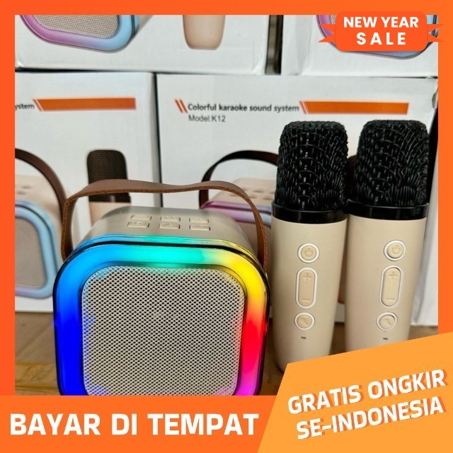 Speaker Karaoke Nirkabel K12 Rumah KTV Mini Bluetooth Portabel dengan Mikrofon Bluetooth Karaoke K12