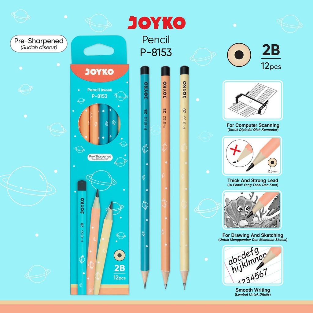 

(12pc) JOYKO Pencil Pensil P-8153 2B