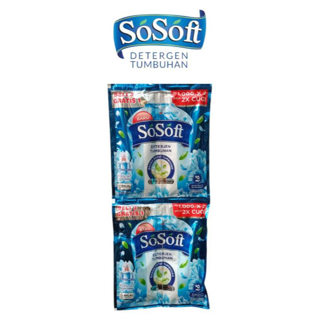 So Soft Deterjen Cair Sachet / SoSoft Rinso Cair Renteng / So Soft 80ml 1 Renceng isi 16
