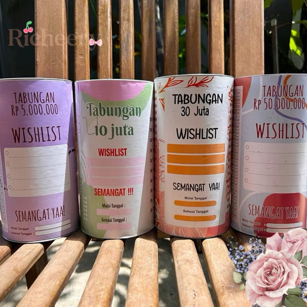 GRATIS PULPEN Celengan Besar Ukuran 20x10cm Target Viral 10-50jt Pecahan 50-100rb Kaleng Premium Buk