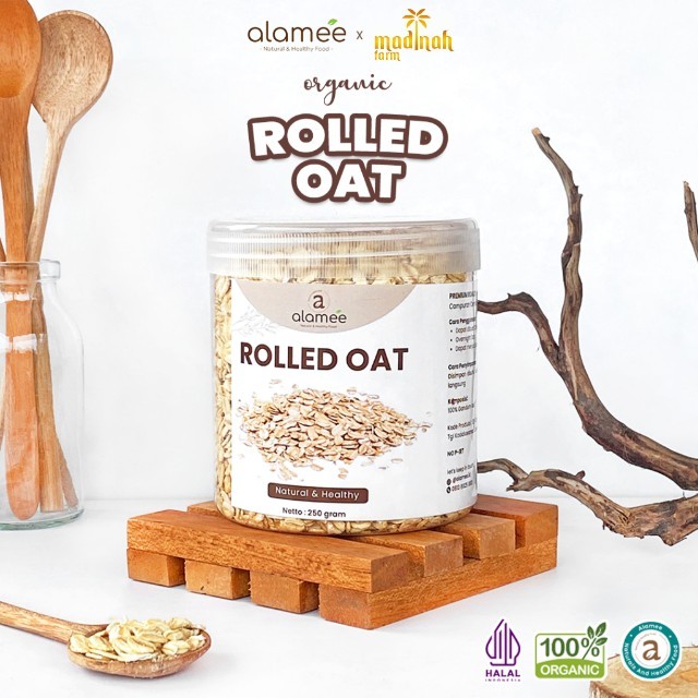 

ALAMEE Rolled Oat Gandum Utuh Kasar oatmeal wholegrain Natural Premium Alami Oatmeal Instan 250gr madinah