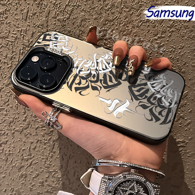 Kekinian Tattoo Glossy Hologram PC Case Samsung Galaxy A15 A14 A13 A55 A05s A06 A05 A04E A03 A32 A35