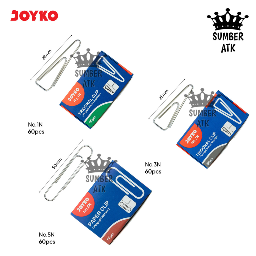 

Trigonal Paper Clip Klip JOYKO Penjepit Kertas Segitiga No.1N No.3N No.5N