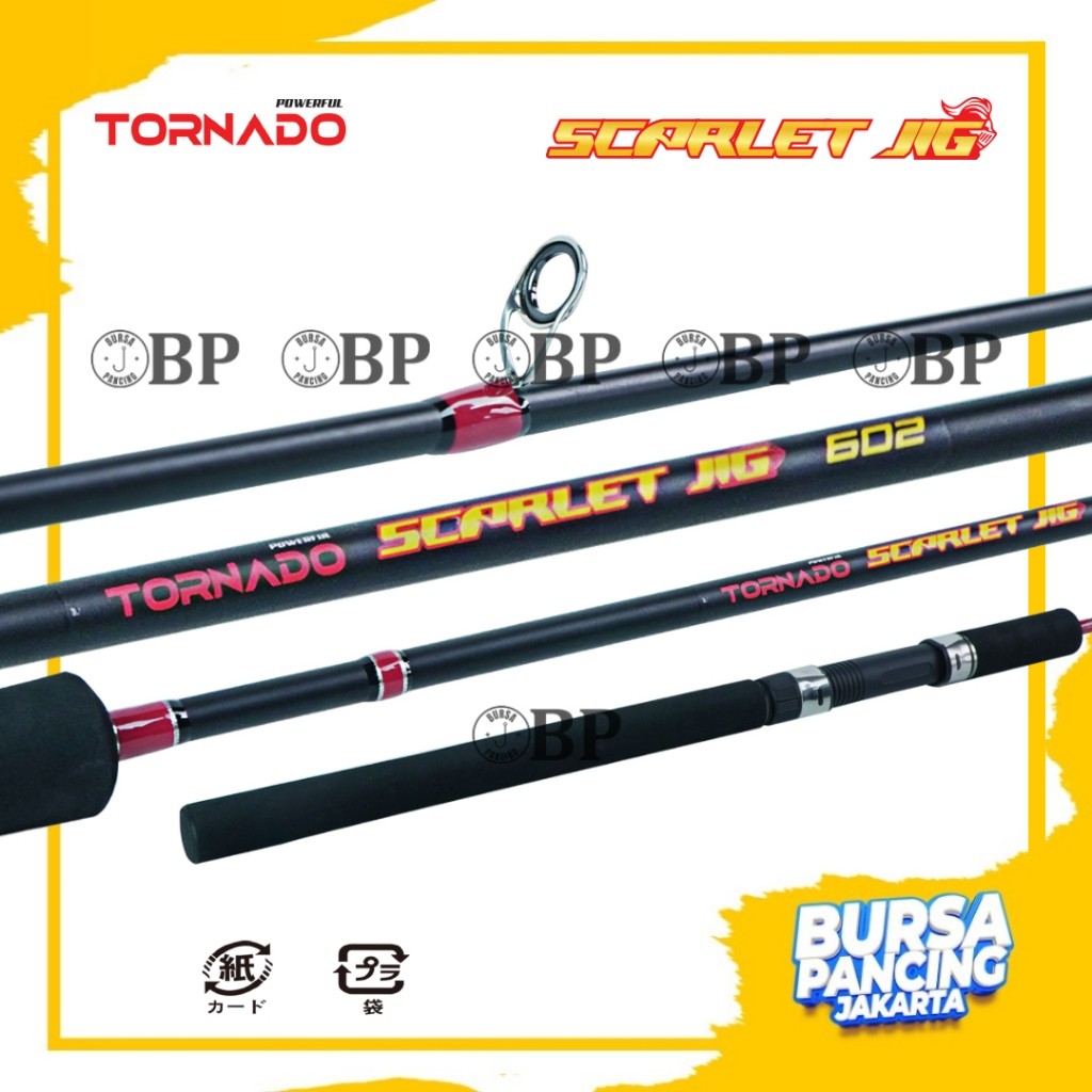 TORNADO Joran Spinning SCARLET JIG 150cm - 180cm Super Solid Fiber Blank Extra Strong Joran Pancing 
