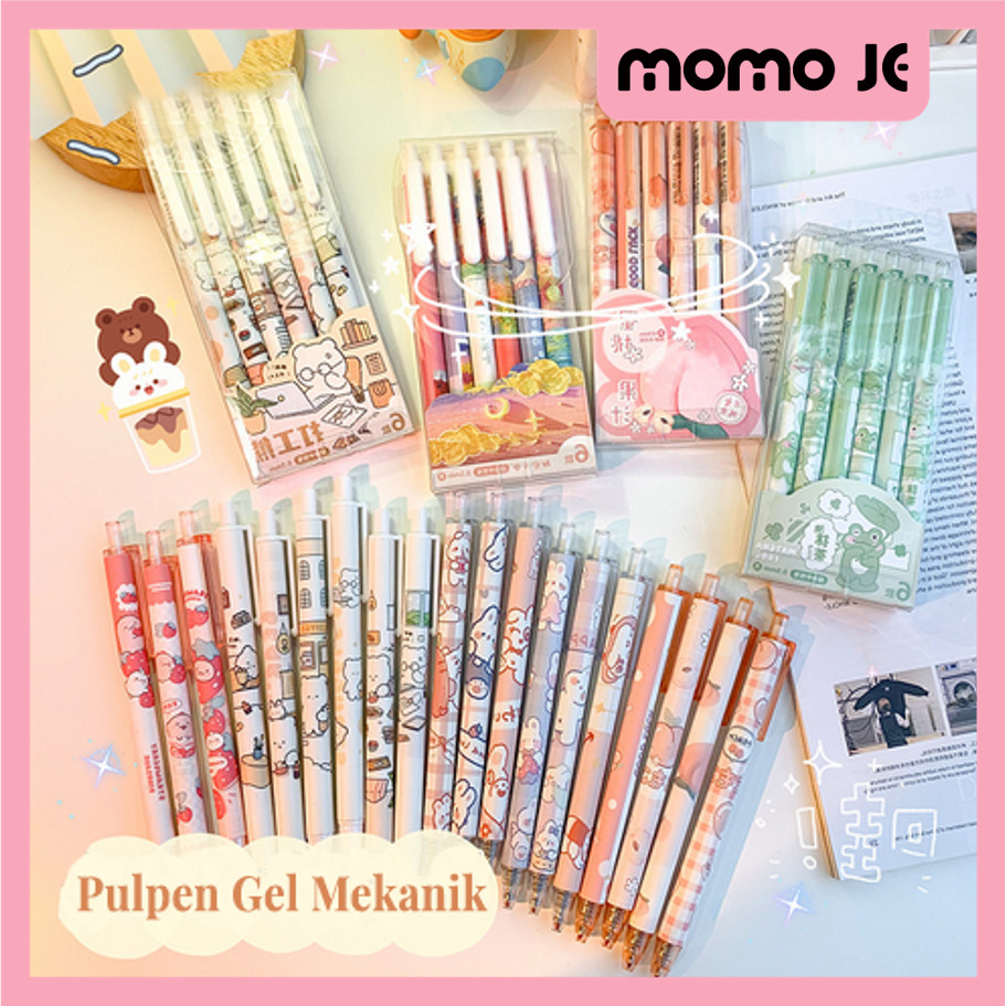 

MOMO JE S5809 Ballpoint Mekanik Pulpen Set Isi 6 PCS Set Pulpen Gel 6 Pcs Pulpen Gel Lucu