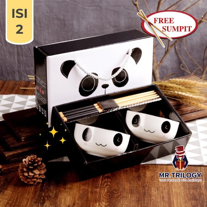 Hampers Mangkok Jepang Panda Set Makan Keramik Sovenir Pernikahan Lucu Aestetik Kado Arisan We Bare 