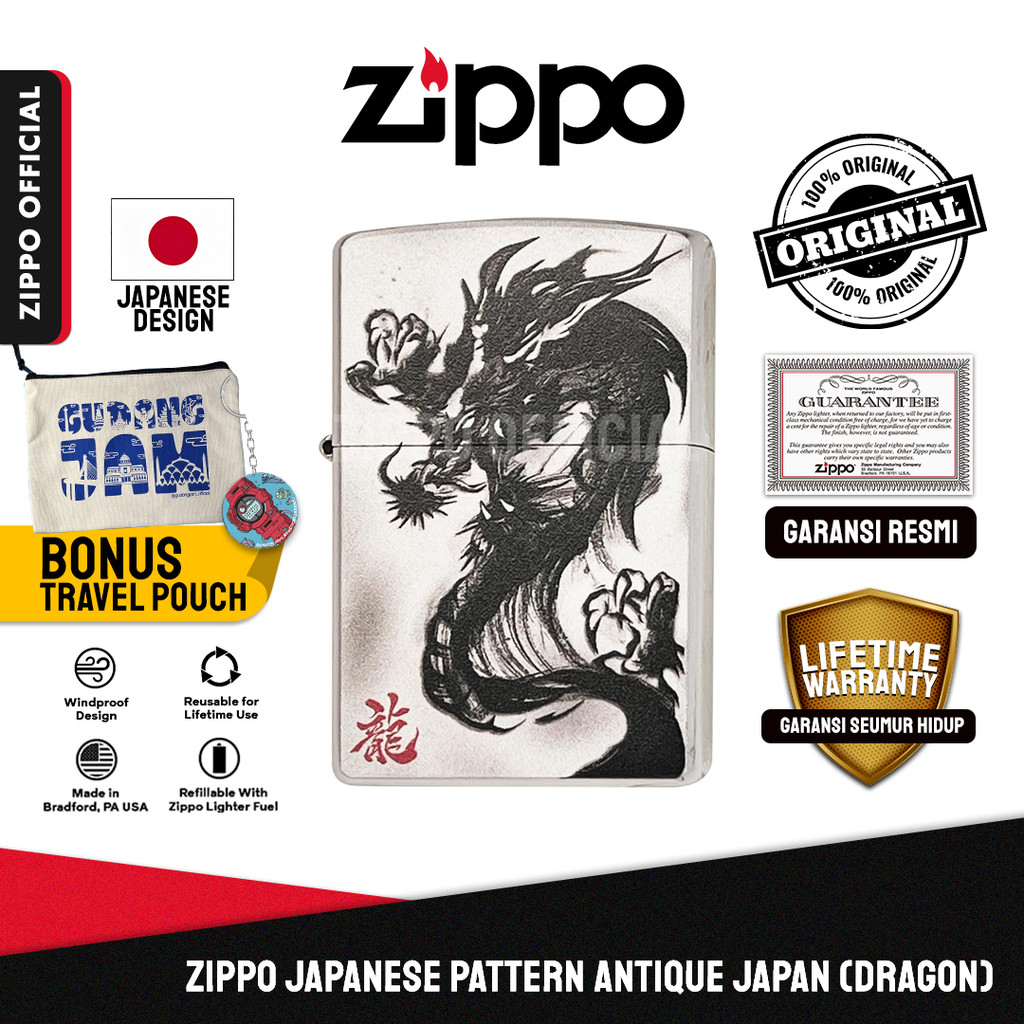 Zippo DRAGON SILVER INK PAINTING ZA-3-286A | Garansi Lifetime | Original USA