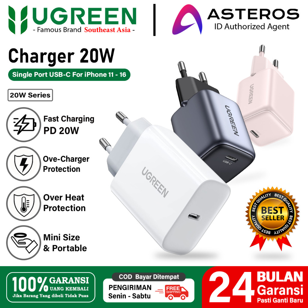 UGREEN Kepala Charger iPhone Mfi Type C Fast Charging 20w 30w