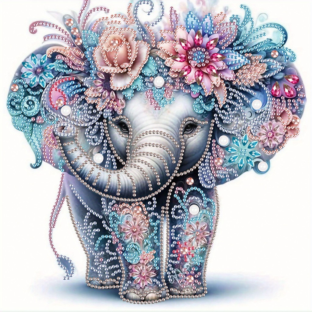 

DIY Elephant and flowers 5D Special Shape Diamond Art Kits for Beginners,Diamond Art Painting Kits for Home Wall Decoration Gift