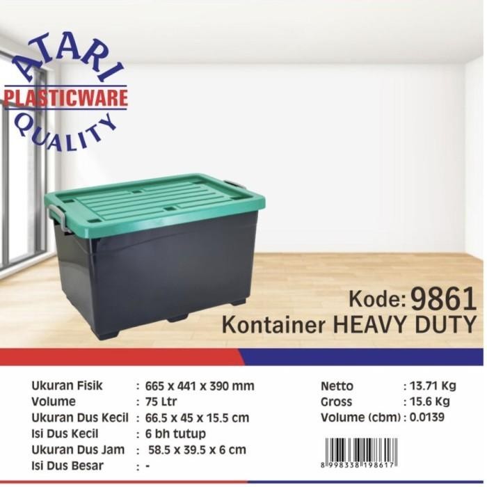 

Atari Green Leaf 9860 Box Container 50 Liter Kontainer Industri Plastik Rak Susun Heavy Duty Tebal Mirip Shinpo Ezy Lion Star - 50 lt [SALE]