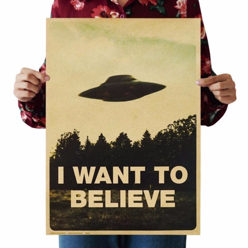 51.5x36cm Vintage Classic Movie The X-Files I Want To Believe Poster Retro Wall Decor Bar Home Decor