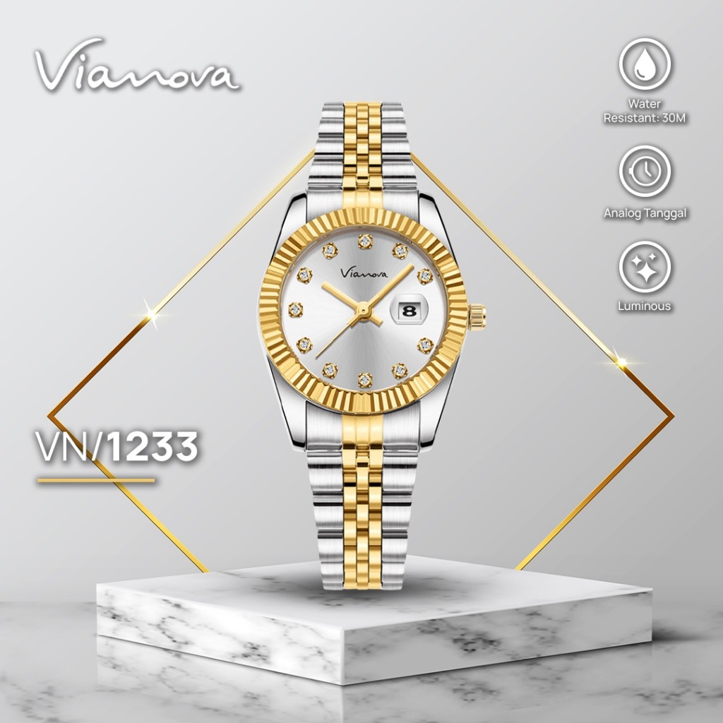 VIANOVA - Jam Tangan Wanita Kecil Original Anti Air 1233 Standard Jepang Jam Tangan Cewek