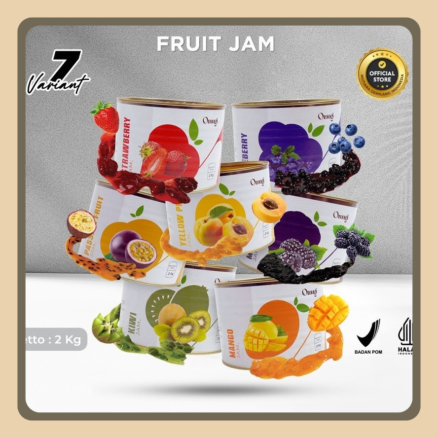

OMUGI Fruit Jam Selai Buah Asli Import 40% Daging Buah Asli 2kg