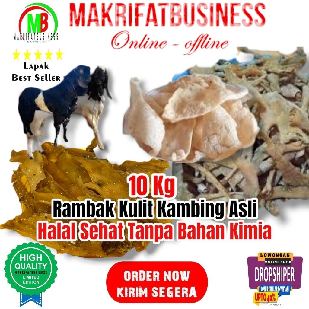 

IMRON PRIBADI Paket 10 Kg Rambak Kulit Kambing Asli Fermentasi Rempah Rempah Tanpa Bahan Pengawet dan Bahan Kimia