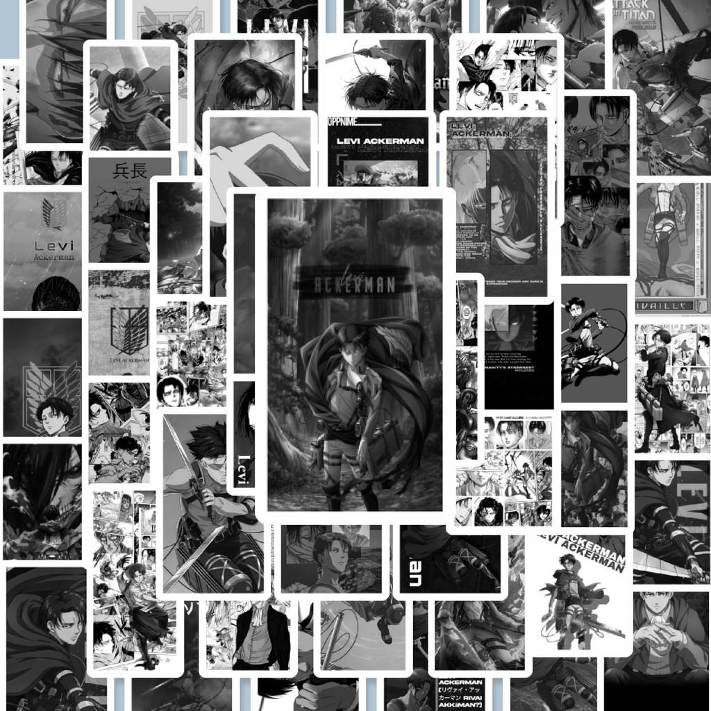 

100PCS Lucu Stiker Anime Levi B&W Stiker Aesthetic Stiker Anti Air Stikers Berperekat Waterproof sticker decal buat Motor Helm Buku Journal Koper Casing HP Laptop Botol Minum Hadiah anak